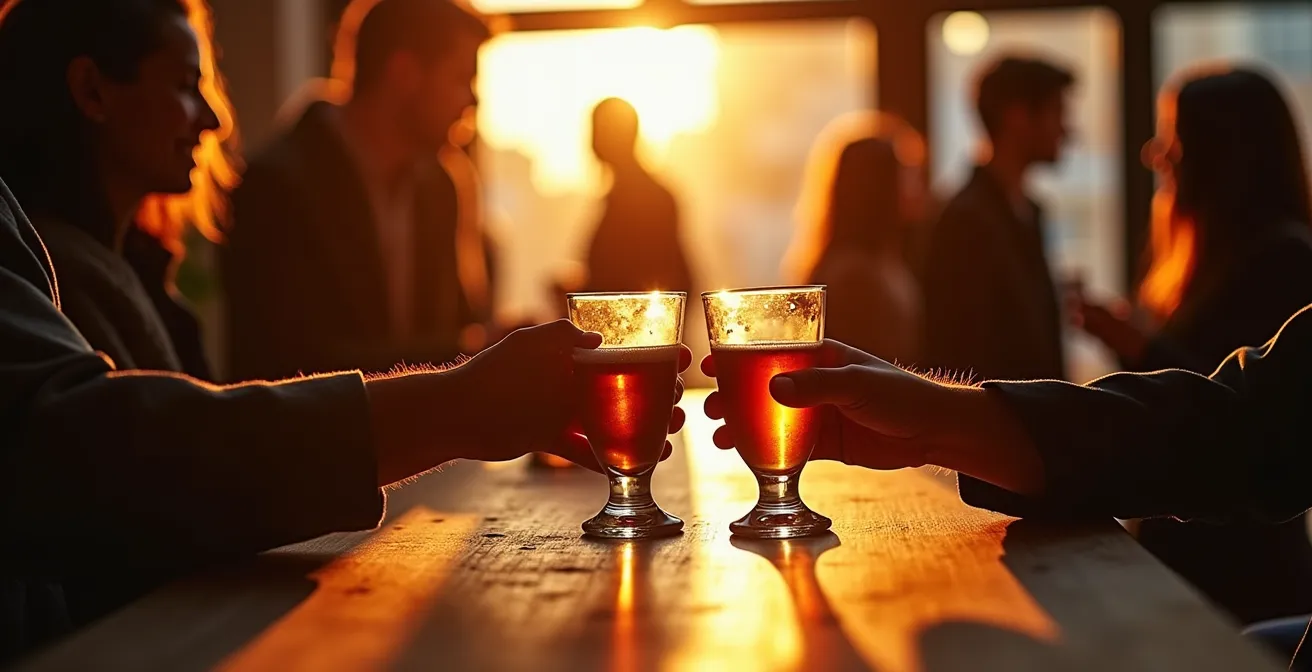 Ambiance chaleureuse d'un événement de réseautage professionnel 5 à 7 à Montréal