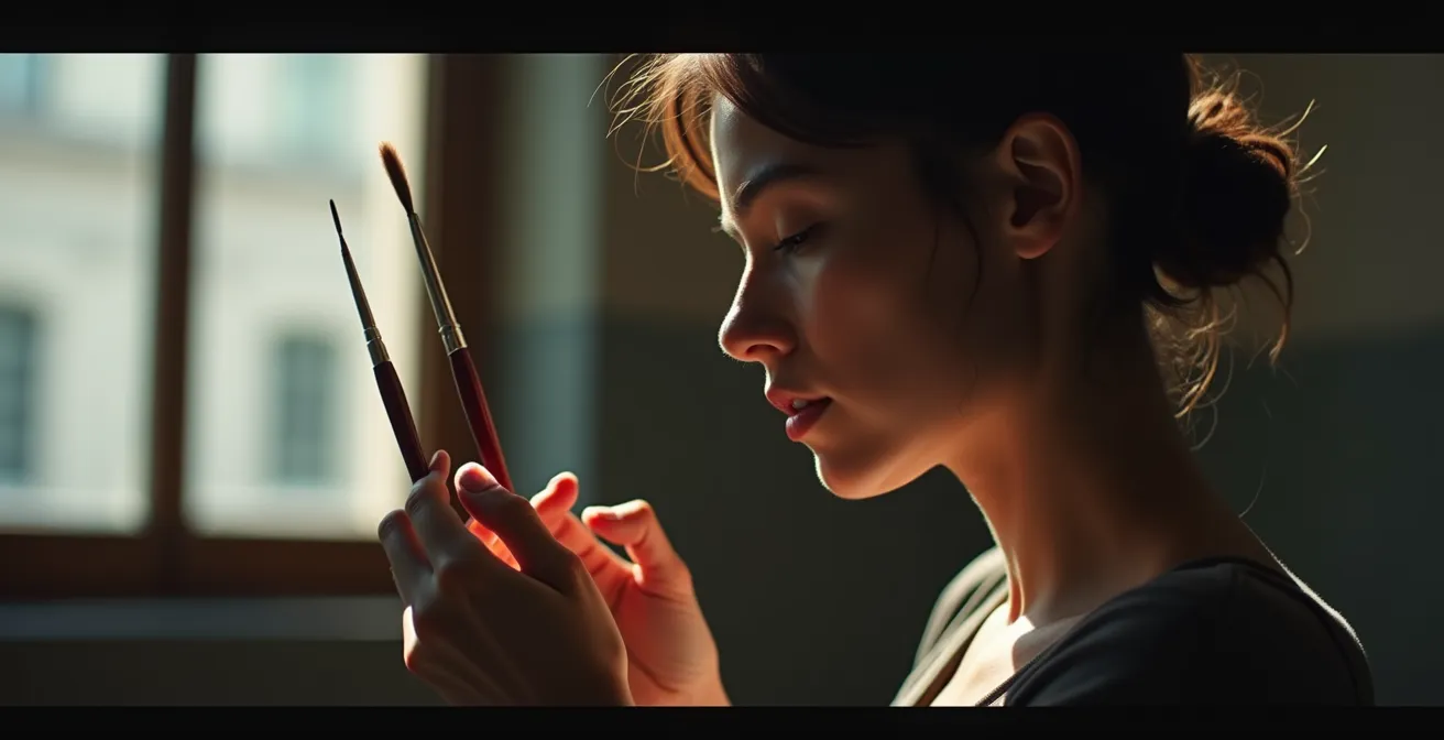 Scène artistique montrant la tension entre expression libre et contraintes institutionnelles