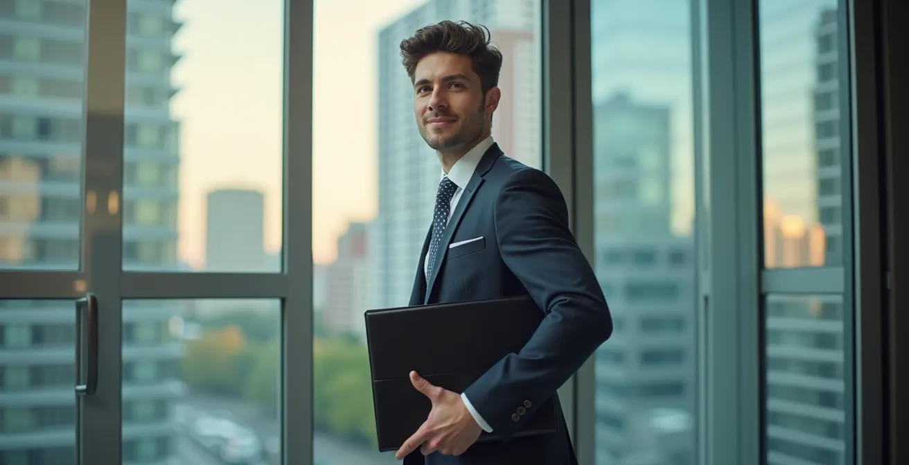 Jeune diplômé universitaire en transition vers le monde professionnel