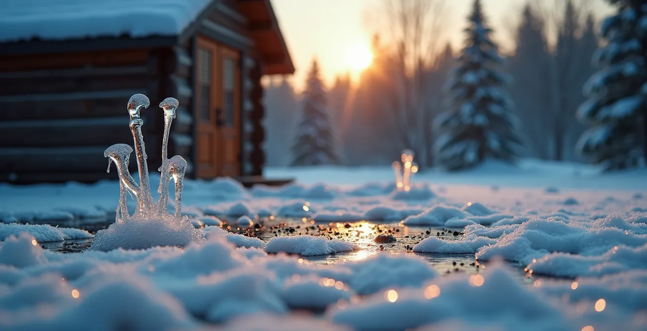 Paysage hivernal québécois montrant la fonte des neiges et les changements climatiques